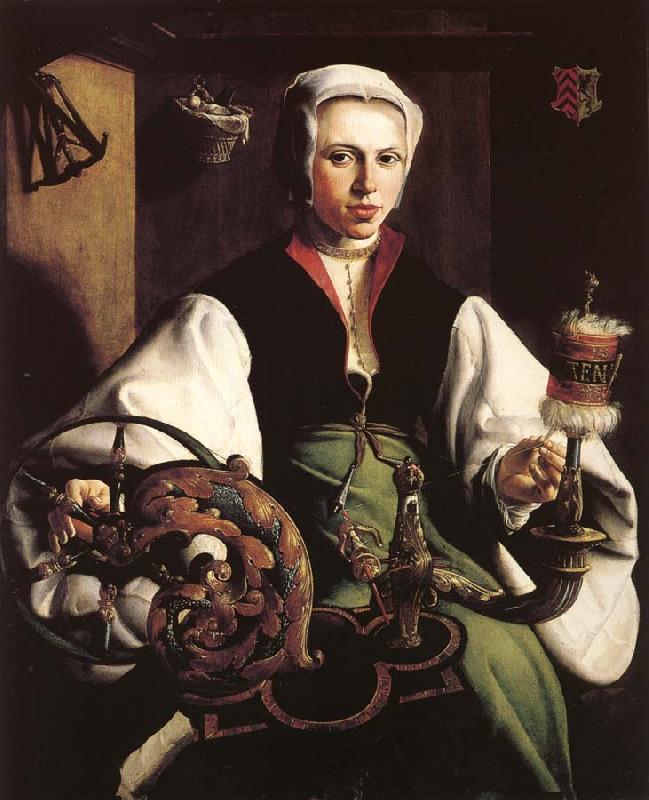 HEEMSKERCK, Maerten van Retrato de una dama hilando France oil painting art